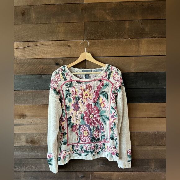 Vintage Hand Knit Floral Sweater by Maurices – Size Small - Picture 2 of 10